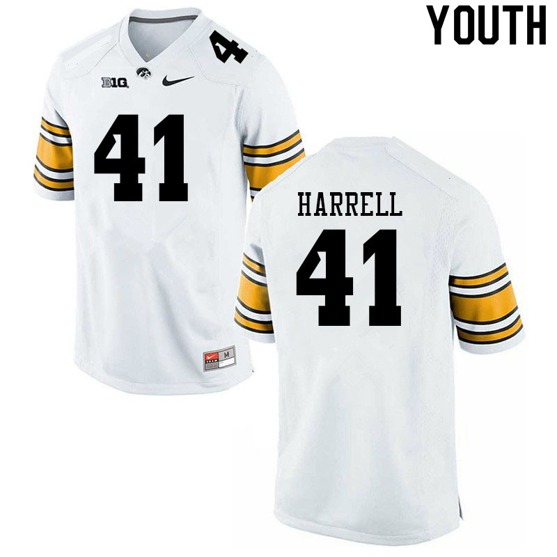 Youth #41 Jaden Harrell Iowa Hawkeyes College Football Jerseys Sale-White